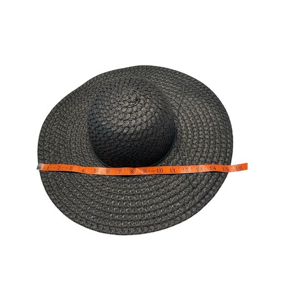 Wide Brim Black Straw Sun Hat Women Beach Floppy Summer Travel Gothic Goth - Picture 6 of 8